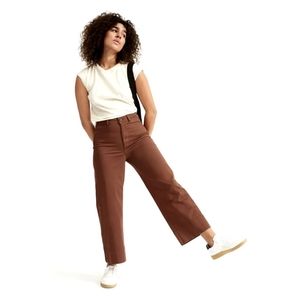 EVERLANE Wide Leg Cropped Brown Pants Size 10